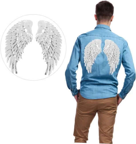 Miniatura 7 de Mipcase Alas de ángel de lentejuelas apliques parche bordado DIY alas metálicas cosidas para ropa decoración artesanal