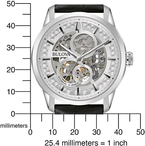 Miniatura 4 de Bulova Reloj analógico para hombre con correa de cuero 96A266, plateado, correa, Plateado, Correa