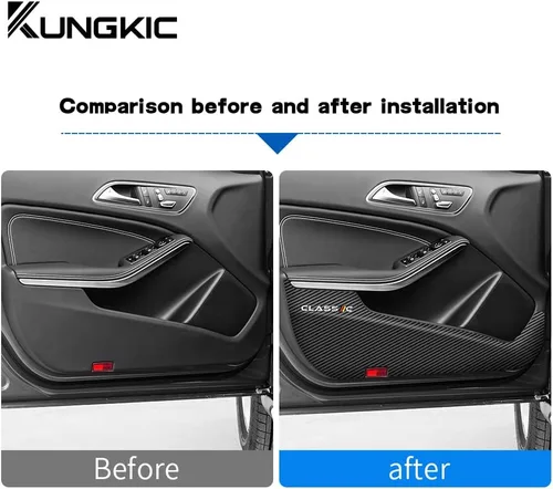 Miniatura 2 de KUNGKIC Para Benz GLA 2016-2019 - Almohadilla antipatadas para puerta de automóvil, calcomanías protectoras para interiores, accesorios de imitación