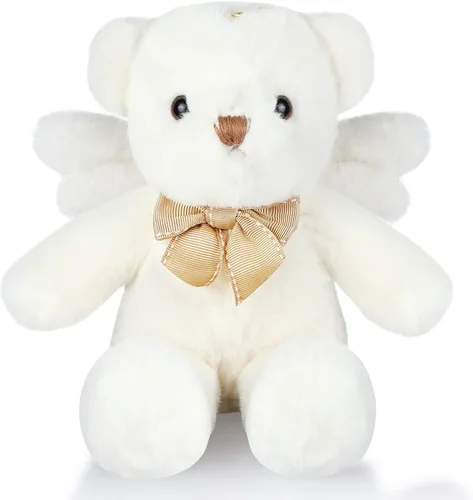 HyDren Animal de peluche de oso de ángel con alas, muñecas de oso blanco para niños y niñas, regalo de cumpleaños (peluche, clásico)
