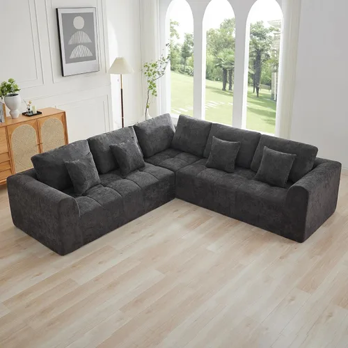 Miniatura 22 de Sofás modulares deshuesados de 140 pulgadas para sala de estar, sofá modular modular de nube comprimida, sofá moderno en forma de U de 9 plazas Gris