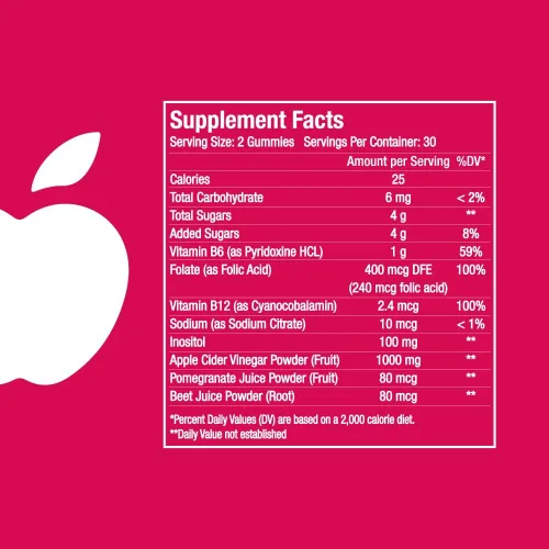 Miniatura 8 de Paquete de 6 multivitamínicos para mujer - Gomitas de vinagre de sidra de manzana - 360 gomitas multivitamínicas - Vitaminas para mujeres - Sabor a
