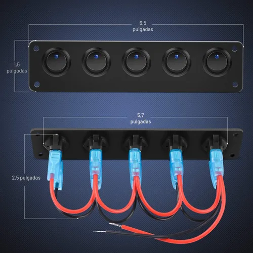 Miniatura 2 de Nilight Panel interruptor basculante de 5 bandas con 3 pines, resistente al agua, interruptores de palanca de encendido/apagado para automóvil, Azul