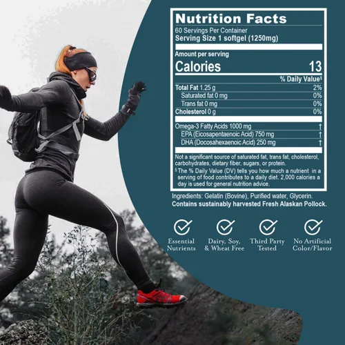 Miniatura 3 de Ruved 1000mg Omega-3, Omega 3 puro y potente para el bienestar diario, ácidos grasos esenciales para el cerebro, las articulaciones y la salud