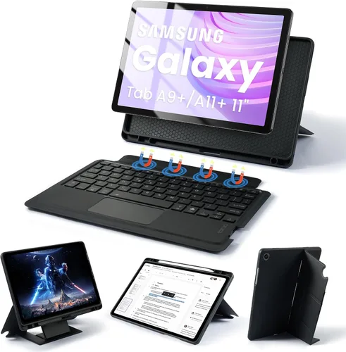 Miniatura 16 de LAMA Funda con teclado para Samsung Galaxy de 11 pulgadas Tab A9 Plus 2023/Tab A11 Plus 2025 con ratón, retroiluminación de 7 colores, funda