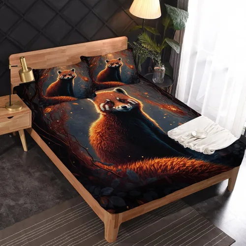 Miniatura 8 de Juego de sábanas de tamaño King, sábanas de conejo, sábanas de microfibra y fundas de almohada de 4 piezas, juego de sábanas con estampado colorido
