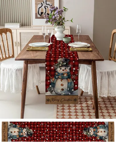 Miniatura 3 de Christmas, Cotton Linen Long Table Runner 13 x 108 inch Non-slip Rectangular Kitchen Coffee Dining Table Decor for Wedding Party Holiday Dinner
