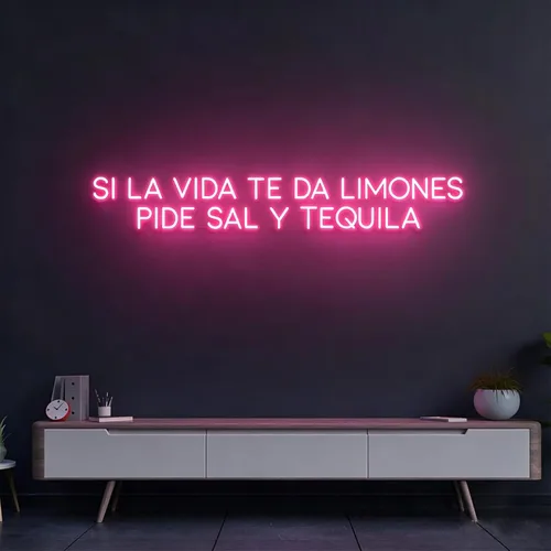 Si La Vida Te Da Limones Pide Sal Y Tequila Neon Sign 30 inches Led Tequila Bar Neon Pink Light Up Signs Wall Decor for Home Cocktail Bar Pub Club