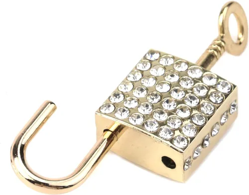 Miniatura 4 de Candado decorativo cuadrado pequeño de aleación de zinc, 2 piezas, cerradura decorativa brillante con llave para gabinete de equipaje, bolso, joyero