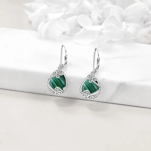 Miniatura 110 de Aretes colgantes con forma de lágrima de filigrana de piedra lunar de plata de ley 925 con cierre de palanca para mujer, regalos de joyería