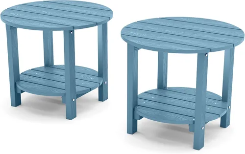 Miniatura 12 de YEFU Adirondack - Mesa auxiliar doble para exteriores, de 18 pulgadas, mesa auxiliar de madera de polietileno, resistente a la intemperie para Negro