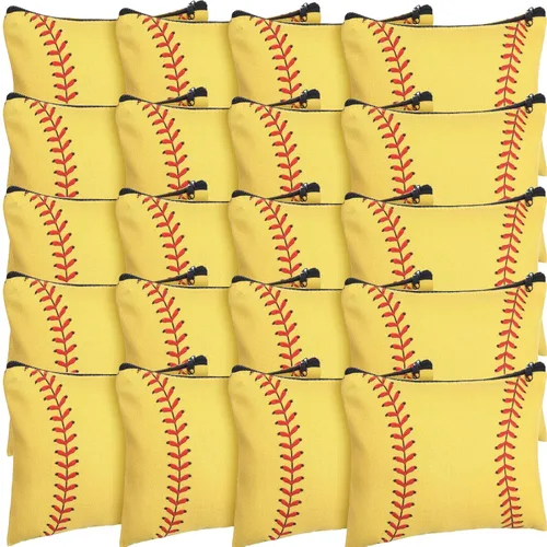 Miniatura 7 de Eccliy 20 bolsas de maquillaje de béisbol, regalos de equipo deportivo a granel, bolsa de cosméticos de béisbol, accesorios para mujeres, bolsa