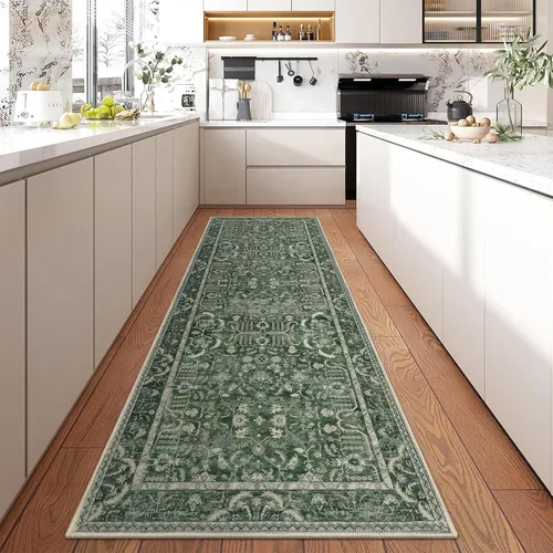 Miniatura 135 de U'Artlines Alfombra de Área Bohemia Lavable, 2x3 Pequeña Suave Antideslizante Vintage Felpudo para Puerta Frontal Interior Alfombra Verde