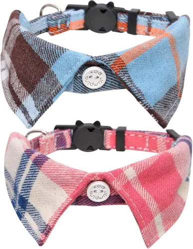 Miniatura 6 de Juego de 2 collares de gato con corbata de moño y campana para gatito ajustable de seguridad