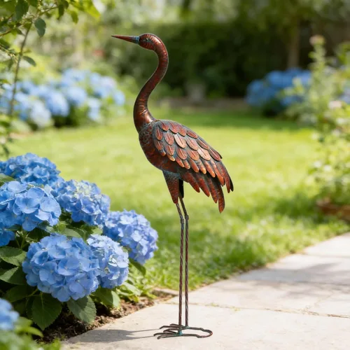 Miniatura 6 de Estatuas y esculturas de grúa de jardín al aire libre Chisheen Arte de patio de metal Estatua para decoración de jardín de tamaño grande