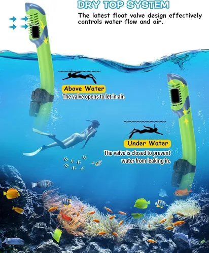 Miniatura 4 de Greatever Snorkeling Gear for Adults, Dry Snorkel Set Panoramic View Snorkel Mask, Anti-Leak Anti-Fog Scuba Diving Swimming Mask with Adjustable