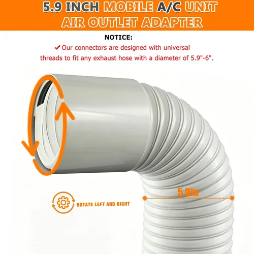 Miniatura 4 de Acoplador de extensión de manguera de aire acondicionado portátil de 5.9 pulgadas, conector de ventilación universal para manguera de escape de aire