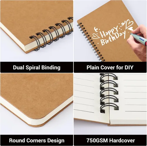 Miniatura 4 de EUSOAR - Cuaderno universitario en espiral con rayas, tamaño A5, paquete de 3 de 5.5 x 8.3 pulgadas, 120 páginas, cuaderno de viaje, cuaderno