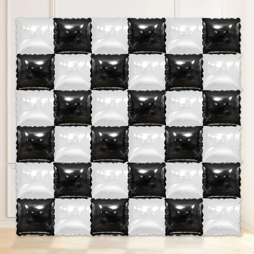 Miniatura 11 de 36 piezas XL negro y dorado de doble cara cuadrada para globos, kit de arco de túnel, globos cuadrados de Mylar para baby shower, graduación