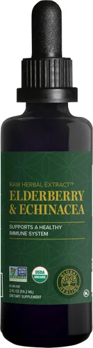 Global Healing USDA Suplemento líquido orgánico de saúco y equinácea tintura | Apoyo inmunológico antioxidante contra organismos nocivos para