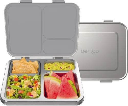 Miniatura 9 de Bentgo Kids - Lonchera de acero inoxidable resistente a derrames para niños, de 3 compartimentos con contenedor de silicona adicional, duradera