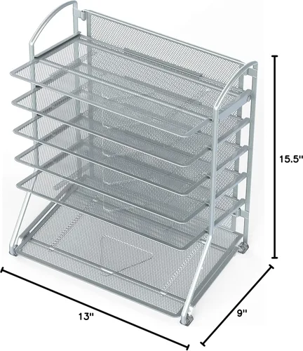 Miniatura 7 de SimpleHouseware - Bandeja organizadora para documentos de escritorio con 6 bandejas Plata