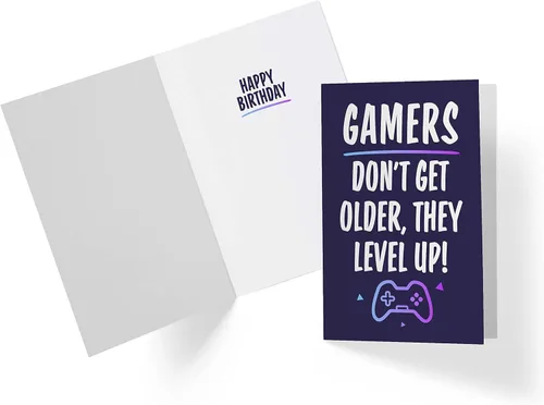 Miniatura 2 de Tarjeta de cumpleaños para jugadores para hombres y mujeres, tarjeta de feliz cumpleaños individual grande de 5.5 x 8.5 pulgadas para él o ella