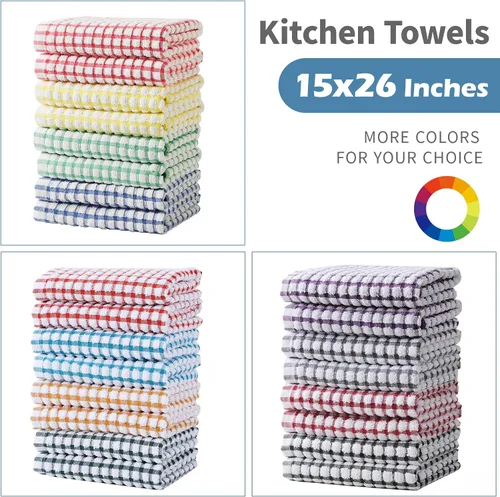 Miniatura 5 de Oeleky Toallas de cocina de 15 x 26 pulgadas, paquete de 8 toallas de cocina de algodón para secar platos (multicolor, 15 x 26 pulgadas)