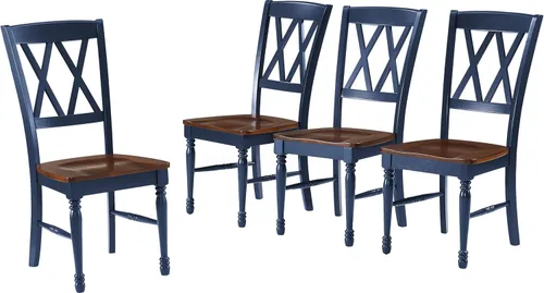 Miniatura 12 de Crosley Furniture Shelby - Juego de 4 sillas de comedor con respaldo en X de madera tradicional, sillas de cocina, color verde azulado envejecido