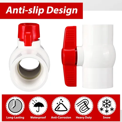 Miniatura 3 de Hiboom SCH40 NPT - 4 válvulas de bola de PVC de 1/2 pulgada, válvula de bola de cierre con mango en T para proyecto de agua, roscada con mango fácil