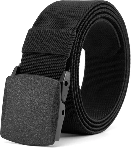 Miniatura 7 de Cinturón de nylon libre de metal para hombres correa militar extensible web con hebilla de plástico