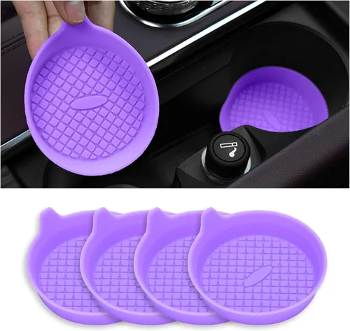 Miniatura 8 de Paquete de 4 posavasos para automóvil, portavasos empotrados de silicona para automóvil, impermeables, antideslizantes, a prueba de tambores, Café