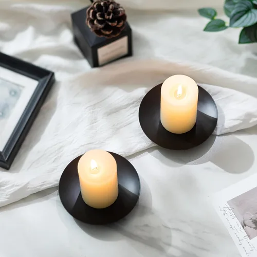 Miniatura 3 de Portavelas de pilar de hierro Inweder: bandeja y placa de vela negra de 4.25" Pedestal Stand for 3 Wick Jar Candles Tealight Gothtic Decor for
