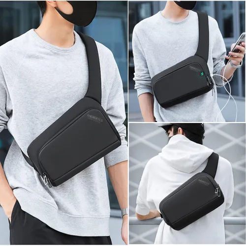 Miniatura 6 de Riñonera para hombres y mujeres, impermeable, para viajes, correr, con puerto de carga USB, Azul