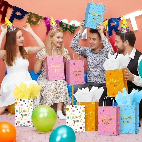 Miniatura 5 de Tinlade 30 bolsas de regalo de agradecimiento con papel de seda, bolsas de boda doradas con asa para graduación, negocios, compras, boda, ducha