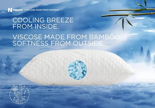 Miniatura 7 de Nappler Almohada Refrescante para Personas que Duermen con Calor – Juego de 2 Almohadas de Cama Tamaño King Premium – Espuma Viscoelástica Triturada