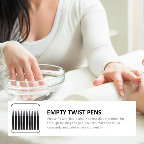 Miniatura 3 de FOMIYES Pluma vacía de aceite de uñas para cutículas: 10 unids Clear Twist Pens Cosmetic Lip Gloss Container con punta de pincel para suministros