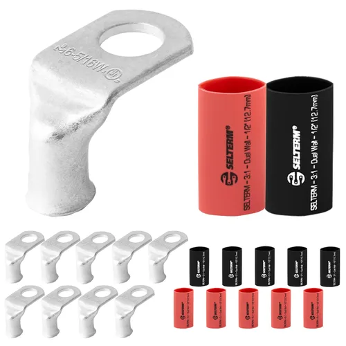 Miniatura 153 de SELTERM 5 piezas terminales de cable de cobre estañado 1/0 AWG perno de 1/2", extremos de cable de batería, terminales de anillo, conectores