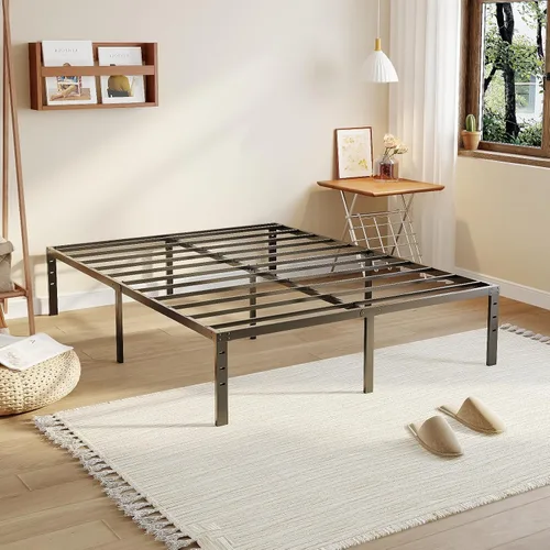 Miniatura 23 de VINGLI Marco de cama individual de 12 pulgadas, plataforma de metal resistente, no necesita somier, soporte de listones de acero resistente, fácil