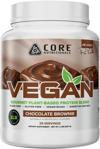 Core Nutritionals Mezcla de proteínas veganas gourmet a base de plantas | con BCAA veganos | Sin lactosa, soja, azúcar y gluten | 0.74 oz de