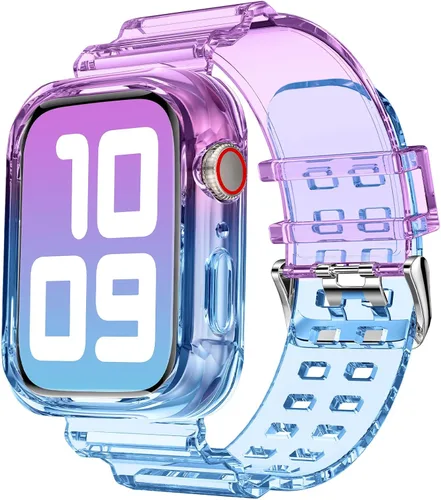 Miniatura 78 de DABAOZA - Correa compatible con Apple Watch de 49 mm, 46 mm, 45 mm, 44 mm, 42 mm, 41 mm, 40 mm, 38 mm, con protector, correa de TPU brillante