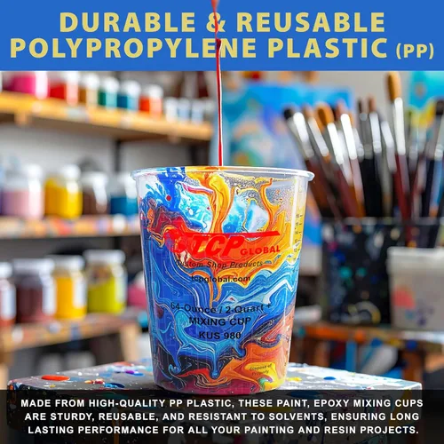 Miniatura 4 de Custom Shop Vasos para mezclar pintura, 64 onzas (caja de 100) – Vasos medidores de plástico para líquidos, pintura automotriz, resina epoxi, arte