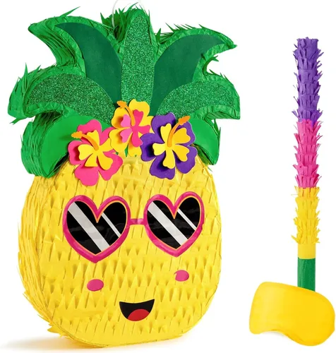 Miniatura 39 de WERNNSAI - Piñata de sirena plegable, piñata de cumpleaños con flecos que incluye cuerda para jalar, venda y bate. Decoraciones