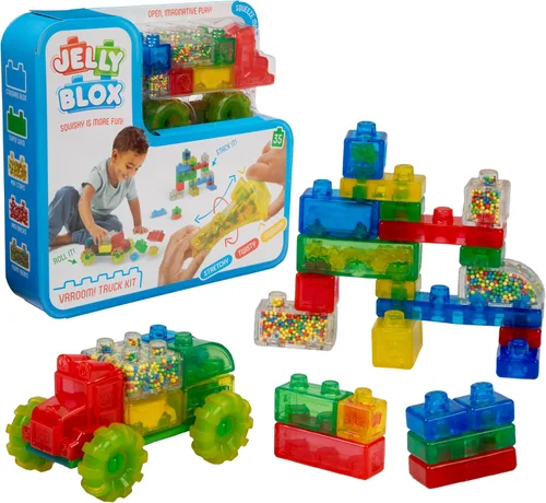 Goliath Jelly Blox Vrroom! Kit de Camiones | Incluye 35 Bloques | Bloques de Construcción para Niños Pequeños y Preescolares que Pueden Apretar,