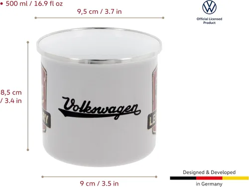 Miniatura 3 de BRISA VW Collection Volkswagen - Taza grande esmaltada para café y té para acampar y al aire libre, T1 autobús autocaravana