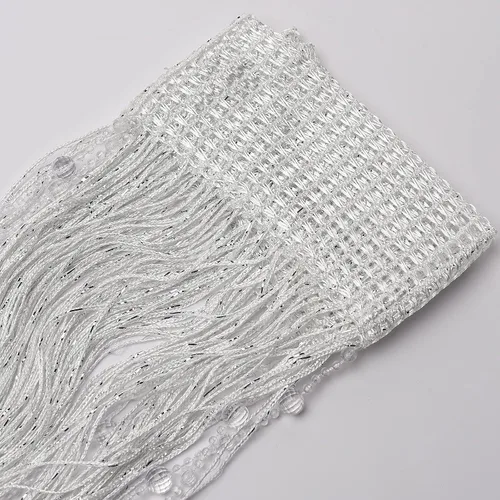 Miniatura 6 de Cortinas blancas con cuentas para puertas de 36 x 77 pulgadas, cortina de cuentas con borlas de cristal para colgar en la puerta, cortinas