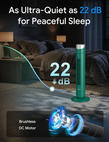 Miniatura 35 de ZAFRO Ventilador de torre inteligente para dormitorio, ventilador de torre oscilante de 120°, 28 pies/s de alta velocidad, 12 velocidades, 4 modos