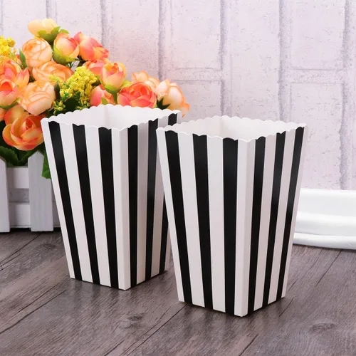 Miniatura 8 de TOYMYTOY Cajas de palomitas de maíz, recipientes de cartón para palomitas de maíz para recuerdos de fiesta, 24 piezas (negro)