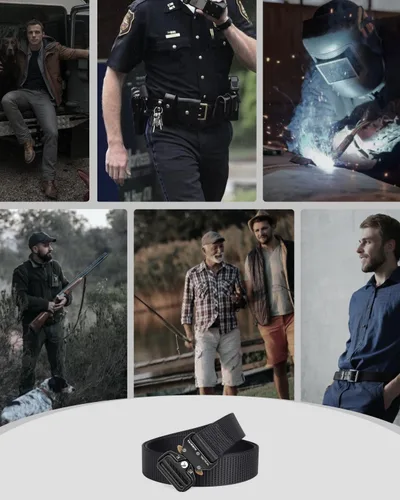 Miniatura 6 de FAIRWIN Cinturón Táctico, Estilo Militar Webbing Riggers Web Gun Belt con Hebilla de Metal de Liberación Rápida de Servicio Pesado
