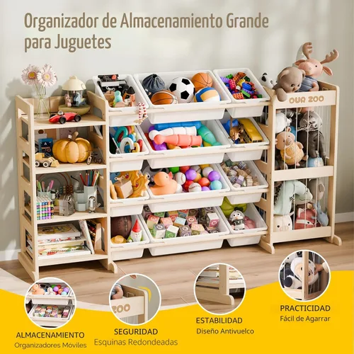 Miniatura 4 de Organizador grande de almacenamiento de juguetes para niños, organizadores de juguetes y almacenamiento con almacenamiento de animales de peluche